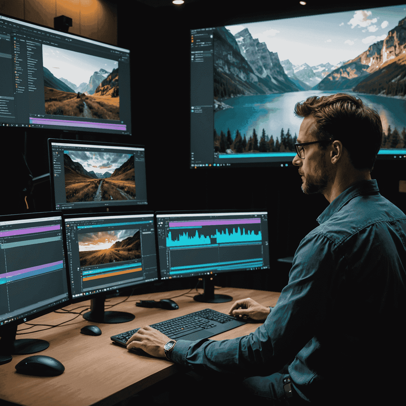 A professional editor demonstrating advanced techniques in Adobe Premiere Pro and DaVinci Resolve on large screens at the hannied_conference workshop